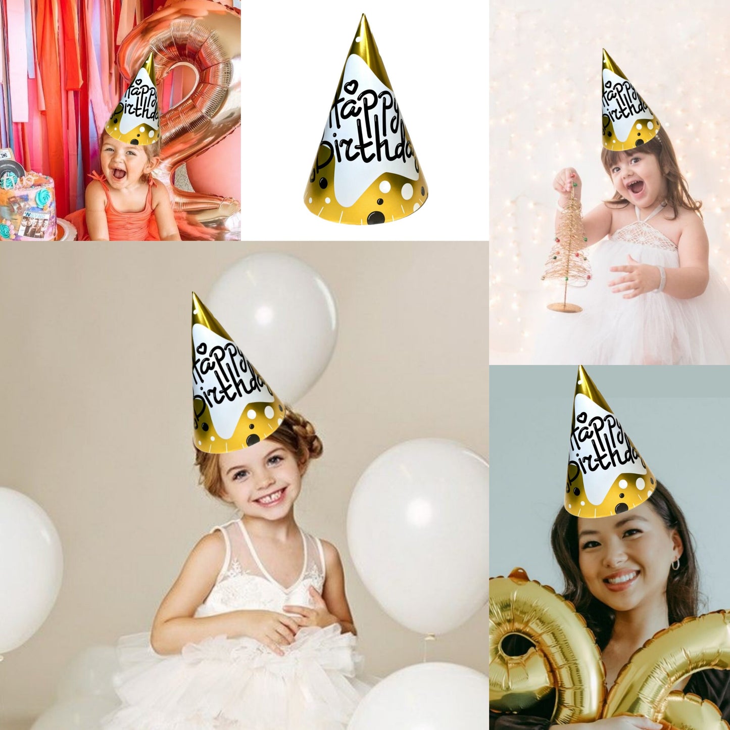 Happy Birthday Golden Hats - 8PC