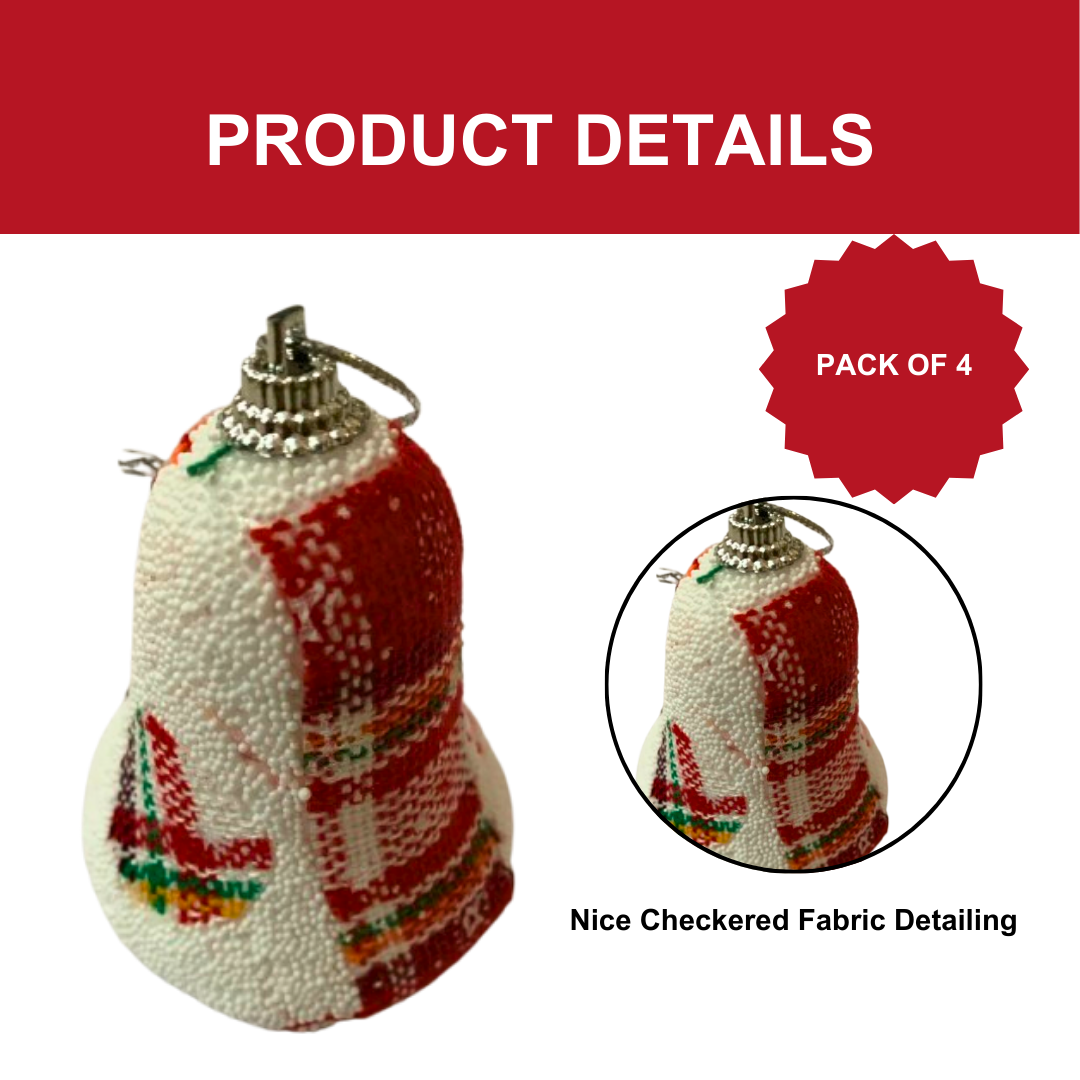 Red & White Bell Hanging - 4PC