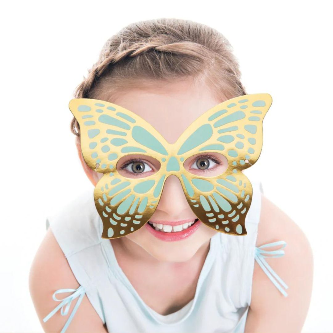 Shimmery Metallic Butterfly Paper Mask - 8PC