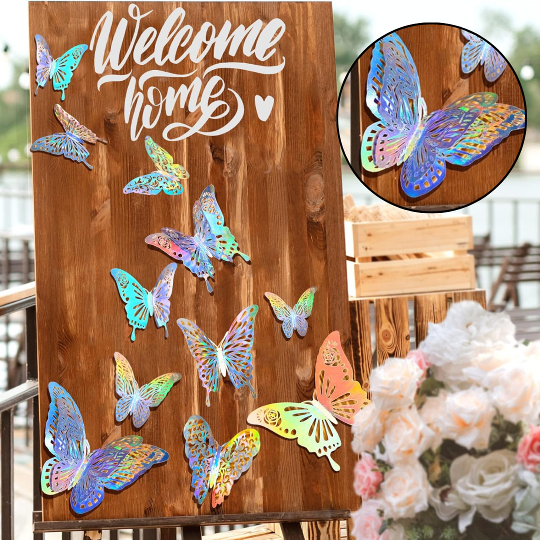 Iridescent Butterfly w/Stickers - 12 PC