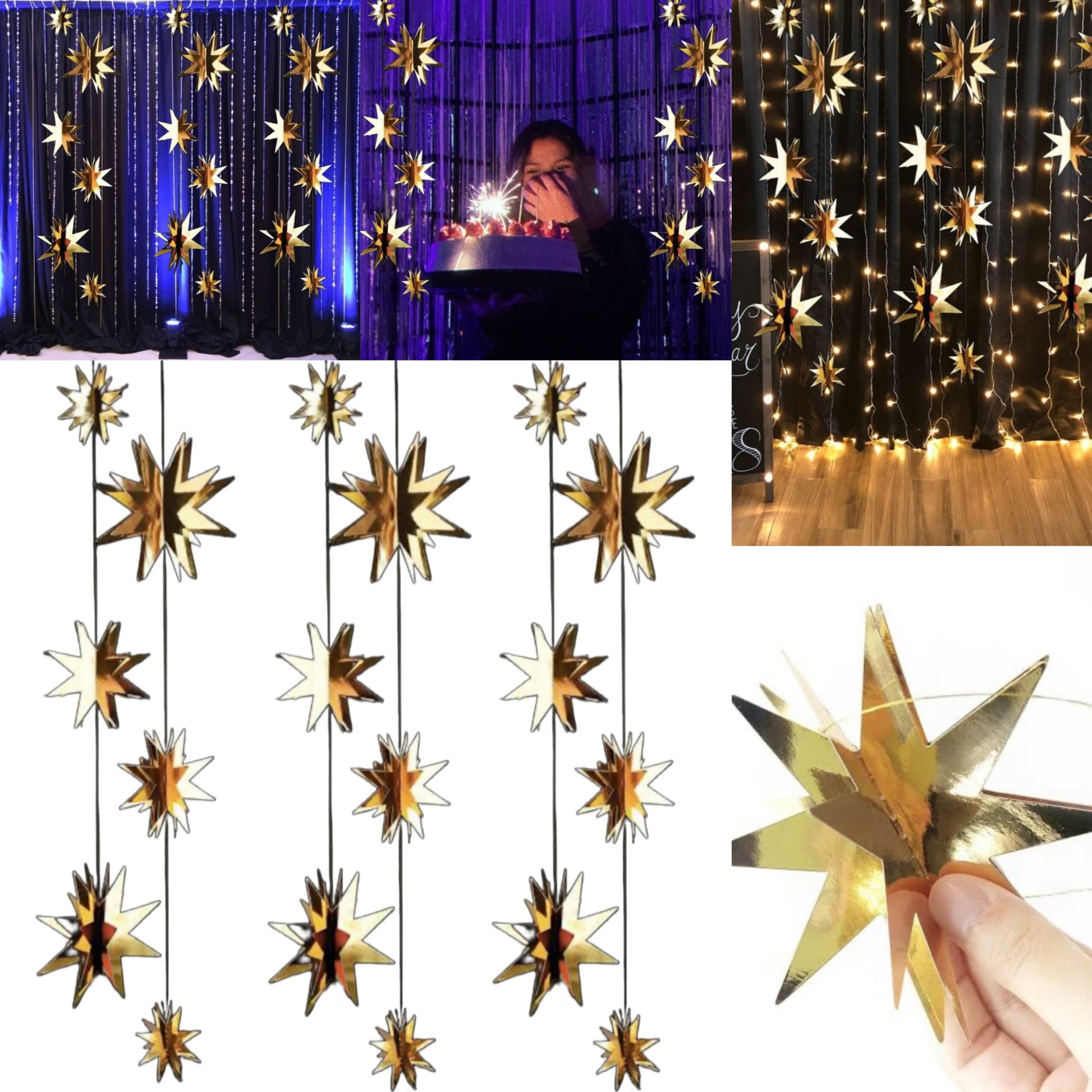 4D Golden Star Hanging - 6FT