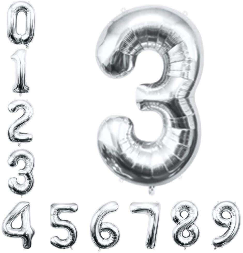 16" Numerical 3 Silver Balloon