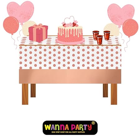 Pink Tablecover with Golden Polka Dot 54inx72in - 1PC