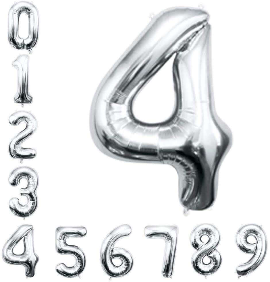 16" Numerical 4 Silver Balloon