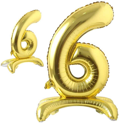 Gold Number 6 Balloon| Self Standing Balloons -  32 inches