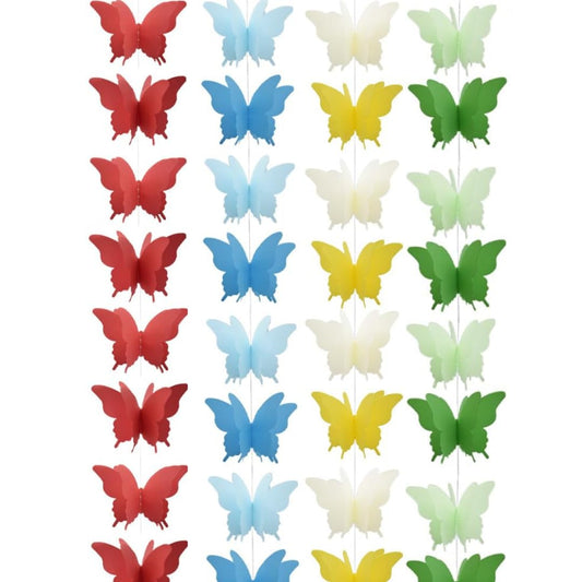 3D Butterfly Multicolor String Decoration - Wall Hanging Decor | Wanna Party - Image 1