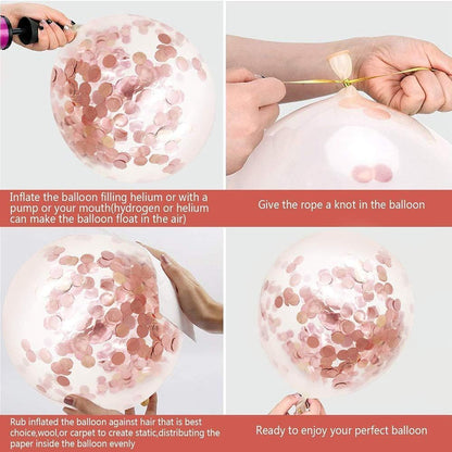 Rose Gold Confetti Balloons Combo - 10PC