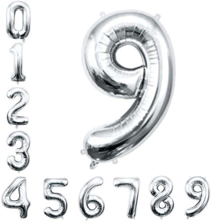 16" Numerical 9 Silver Balloon