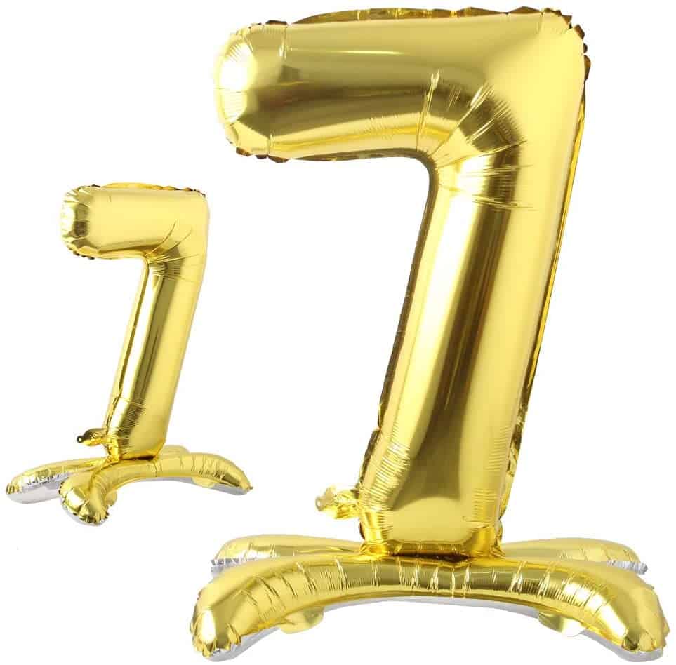 Gold Number 7 Balloon | Self Standing Balloons -  32 inches