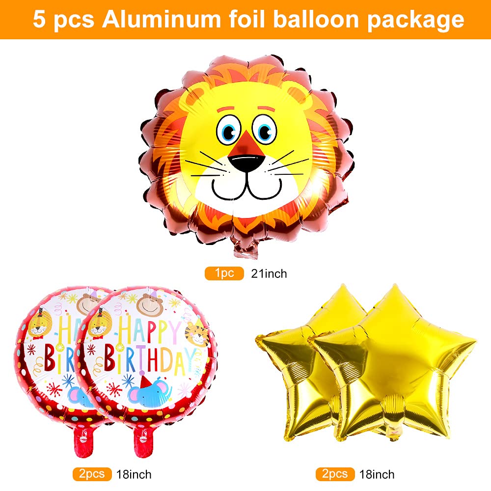 Happy Birthday Jungle Animal Tiger Balloon Set Of