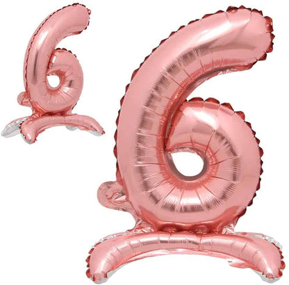 Rose Gold 6 Number Balloon | Self Standing Balloons -  32 inches