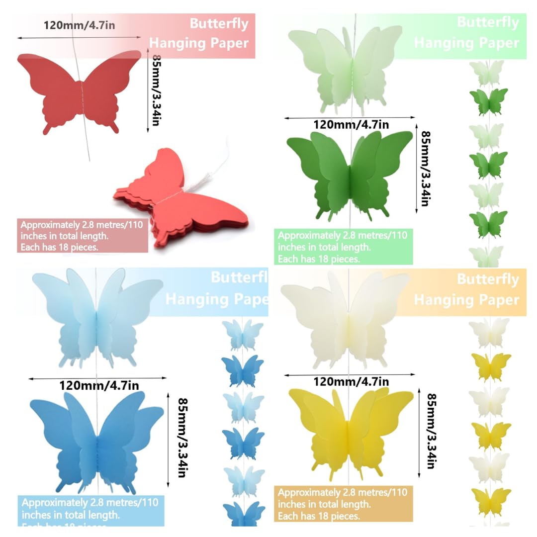 3D Butterfly Multicolor String Decoration