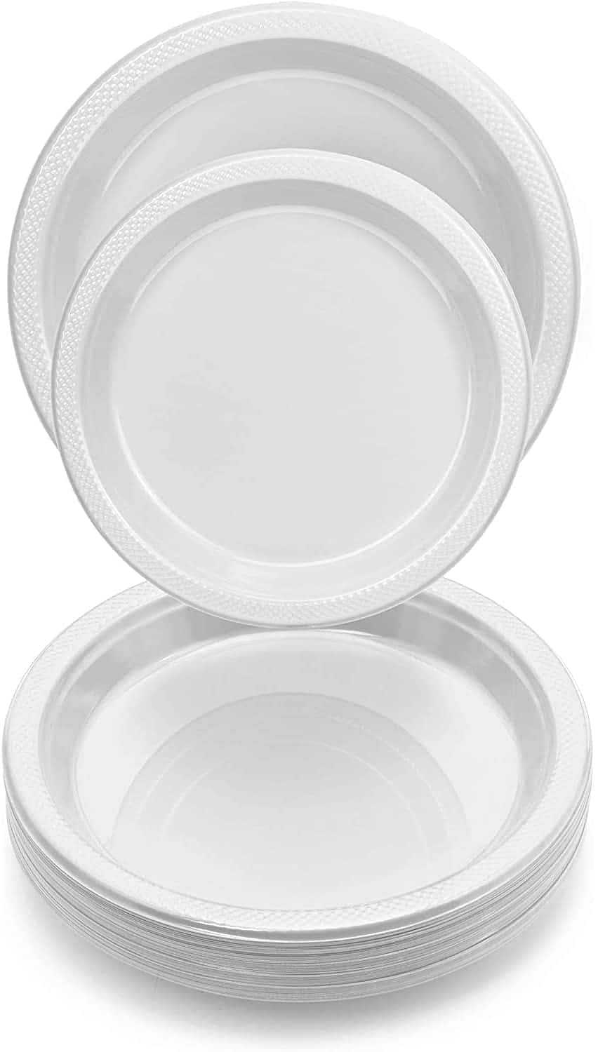 White Plastic Dessert Plates 7" - 20CT