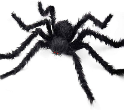 Halloween Outdoor Decorations Hairy Spider, Large Black Spider, Scary Spider with Red Eyes - 1PC