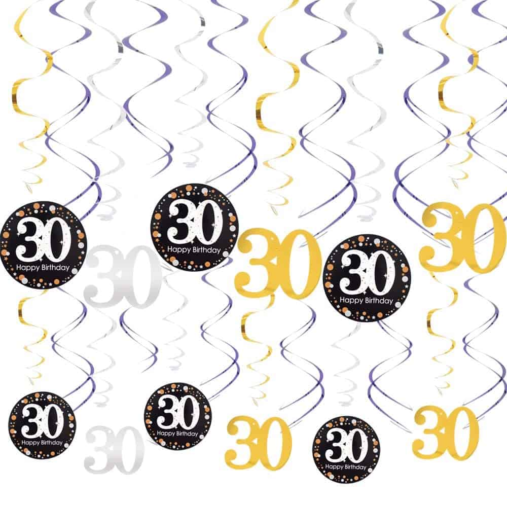 30th Birthday Swirl Decoration - 12PC