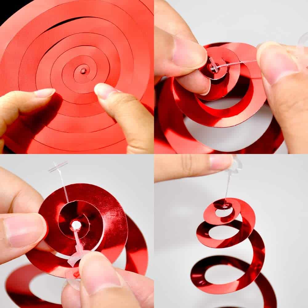 Red Heart Swirl Decoration - 12PC