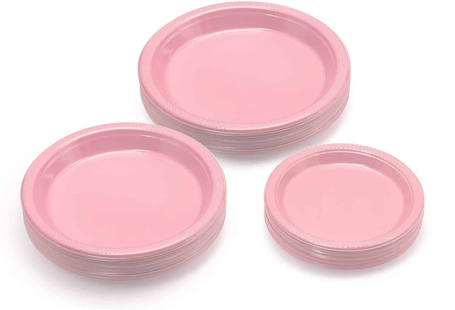 Light Pink Plastic Dessert Plates 7" - 20CT