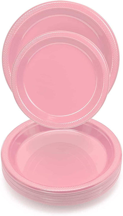 Light Pink Plastic Dessert Plates 7" - 20CT