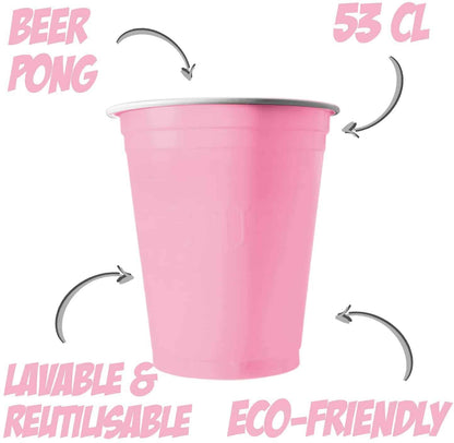 Beer Pong Cups Pink - 20PC