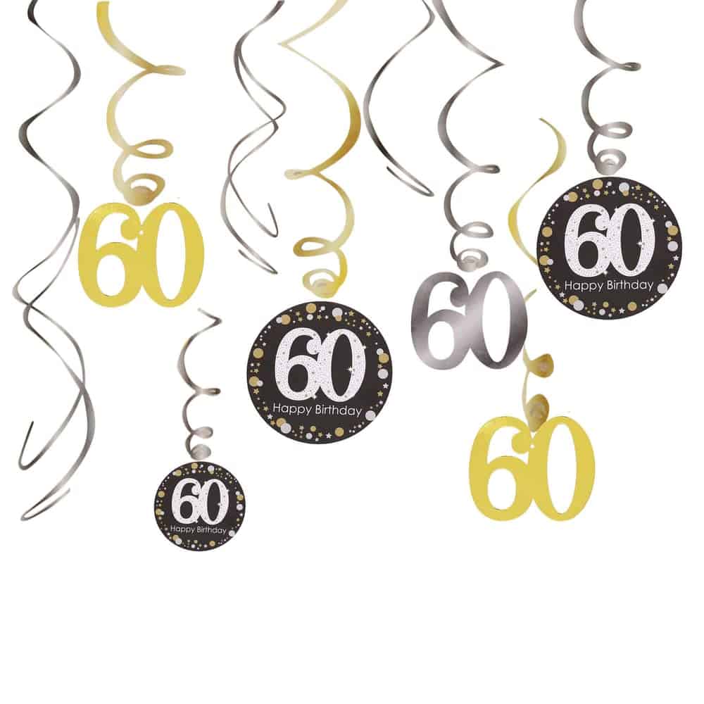 60th Birthday Swirl Decorarion - 12PC