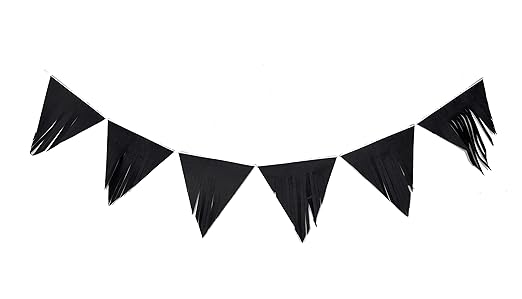 Wanna Party Striped Black Tassel Bunting - 3 Meters