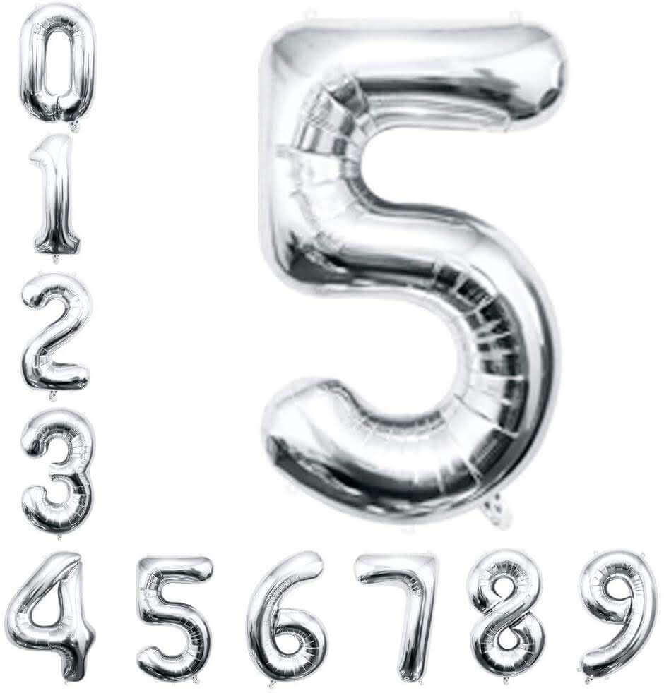 16" Numerical 5 Silver Balloon