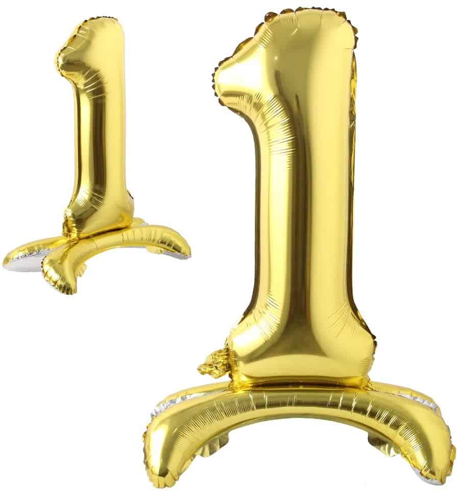 Gold Numerical 1 Balloon w/Stand