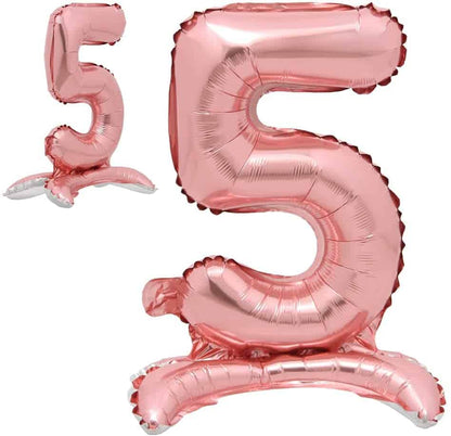 Rose Gold Numerical 5 Balloon w/Stand