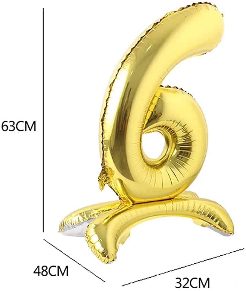 Gold Number 6 Balloon| Self Standing Balloons -  32 inches