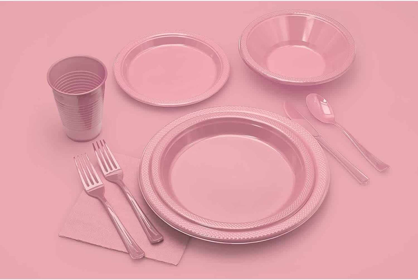 Light Pink Plastic Dessert Plates 7" - 20CT