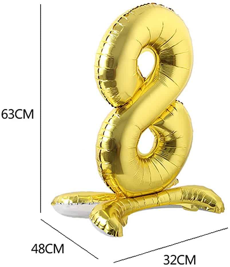 Gold Numerical 8 Balloon w/Stand