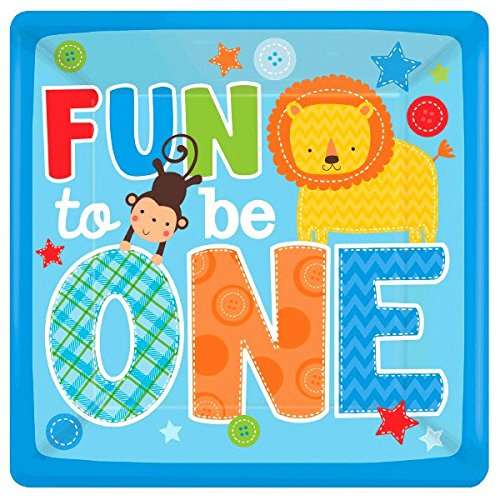 10" One Wild Boy Square Dinner Plates - 8CT