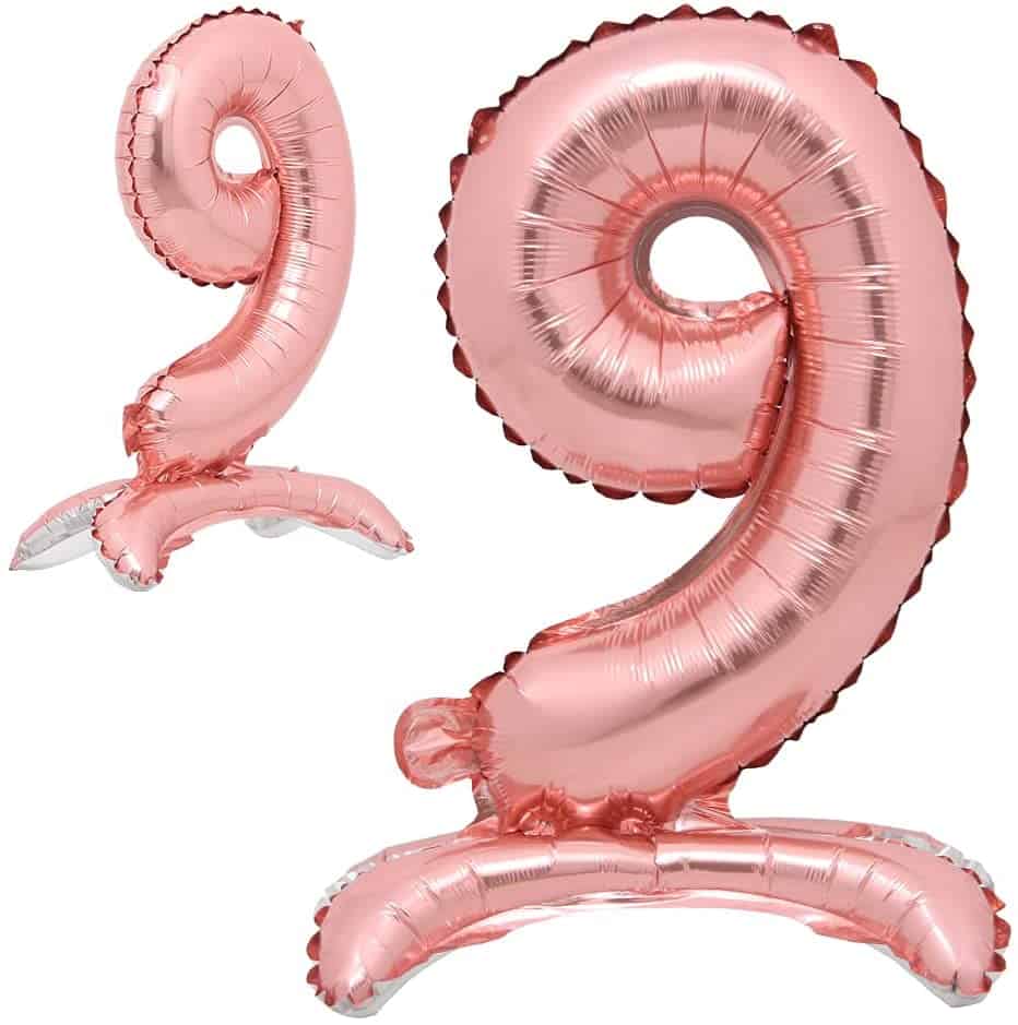 Rose Gold Numerical 9 Balloon w/Stand