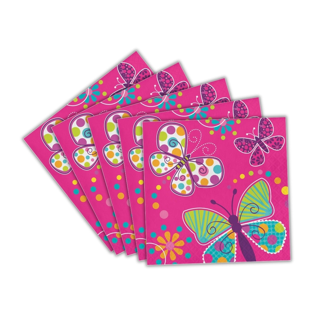 Butterfly Theme Sparkle Party Lunch Napkins - 16PC