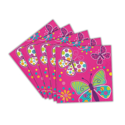 Butterfly Theme Sparkle Party Lunch Napkins - 16PC