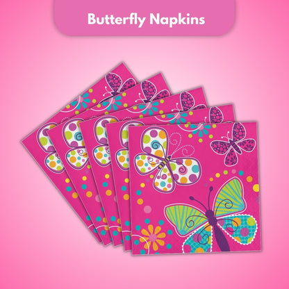 Butterfly Theme Sparkle Party Lunch Napkins - 16PC