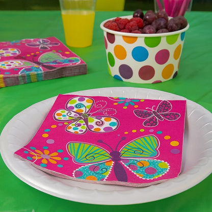 Butterfly Theme Sparkle Party Lunch Napkins - 16PC