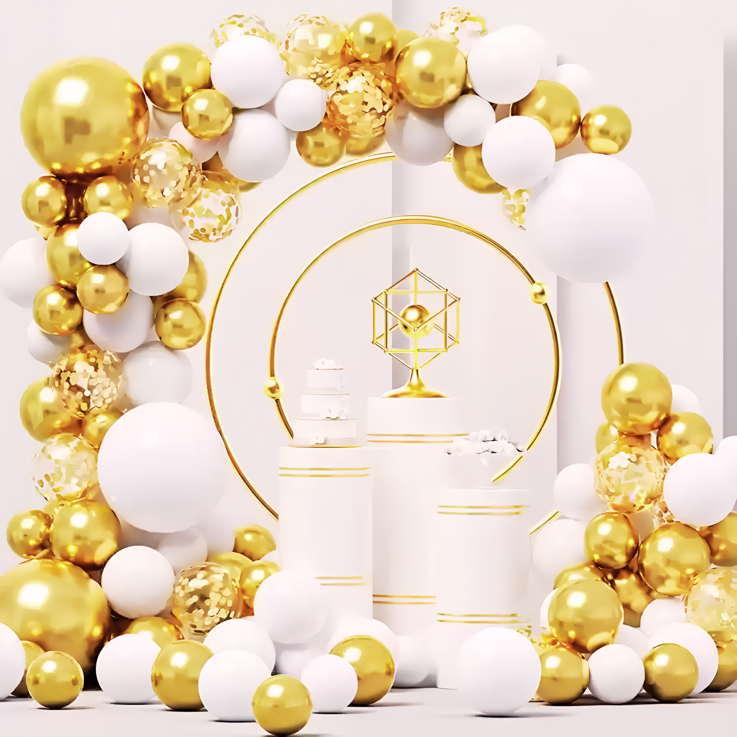 Gold White Balloon Decoration Kit – 67 Pieces