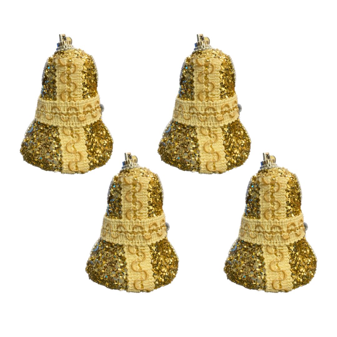 Christmas Tree Ornaments Golden Bell Tree Hanging - Set of 2