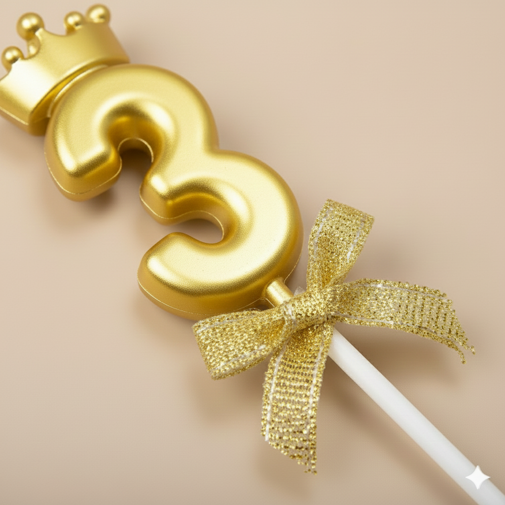 Golden Crown Numerical Candle No. 3