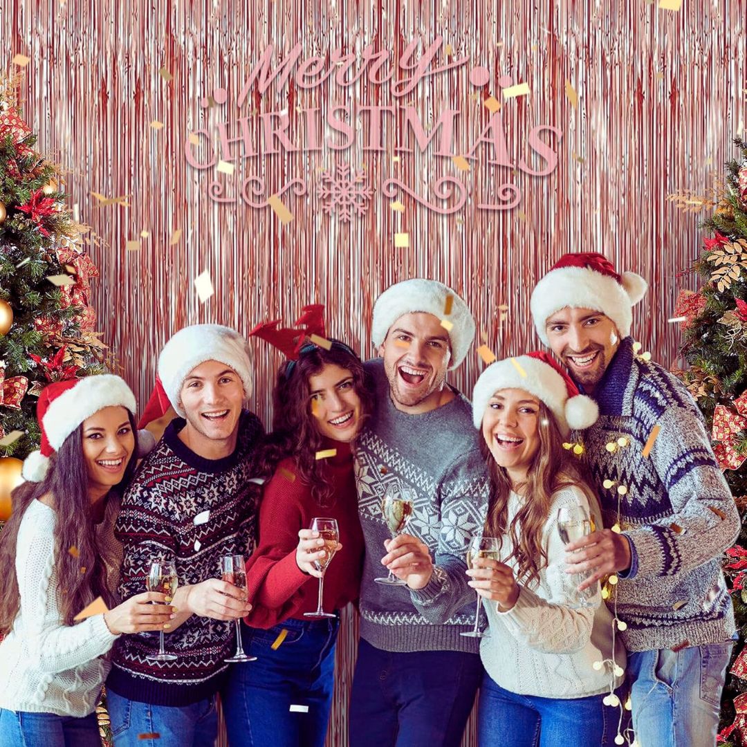 Textured Foil Rose Gold Curtain - 7FT X 3FT