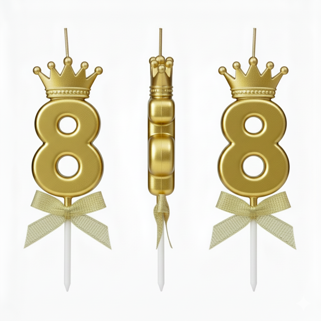 Golden Crown Numerical Candle No. 8