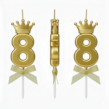Golden Crown Numerical Candle No. 8