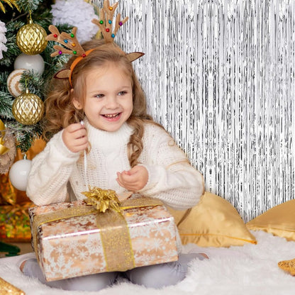 Textured Foil Silver Curtain - 7FT X 3FT