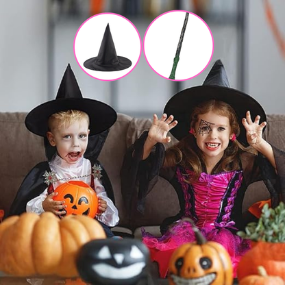 Black Witch Hat and Harry Potter Wand
