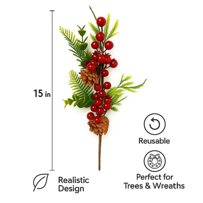 Pine Tree Inserts with Rubber Plant, Cherries and Pine Cones - 1PC