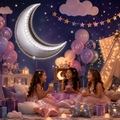 Silver Crescent Moon Foil Balloon