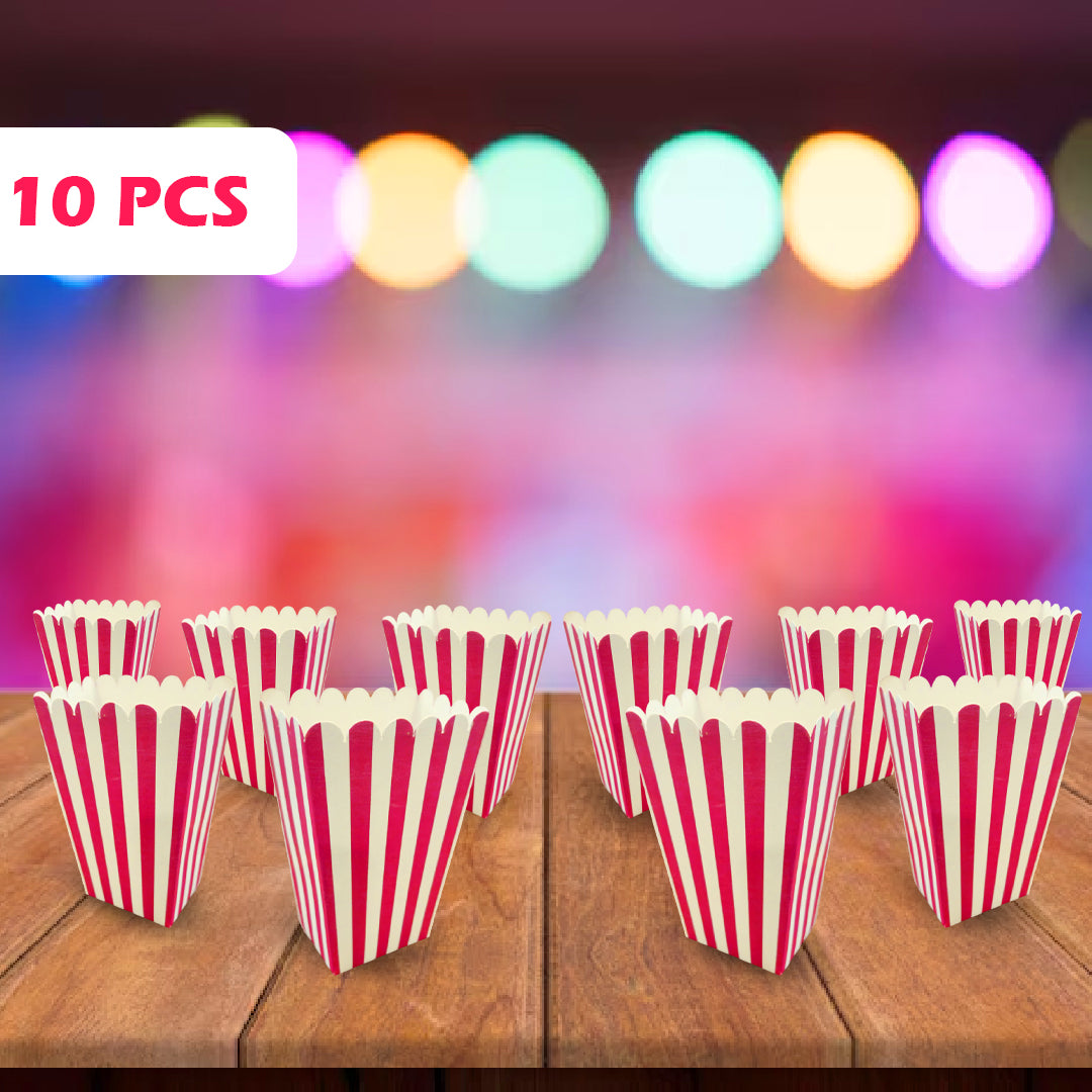 Striped Popcorn Holders Pink - 10PC