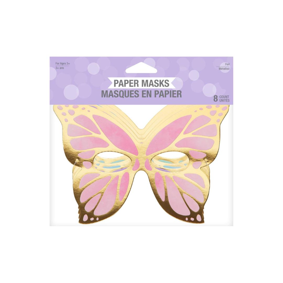 Shimmery Metallic Butterfly Paper Mask - 8PC