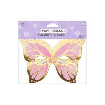 Shimmery Metallic Butterfly Paper Mask - 8PC